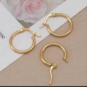 Chic 18k Gold plated stainless steel Hoop Earrings